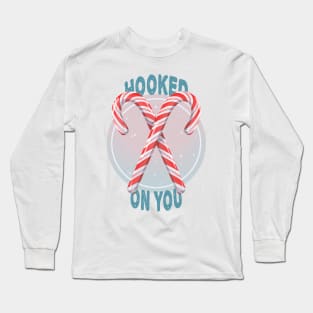 Hooked on You retro Christmas candy canes Long Sleeve T-Shirt